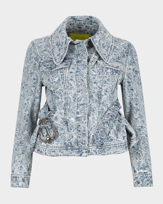 Fitted Brocade Denim Jacket